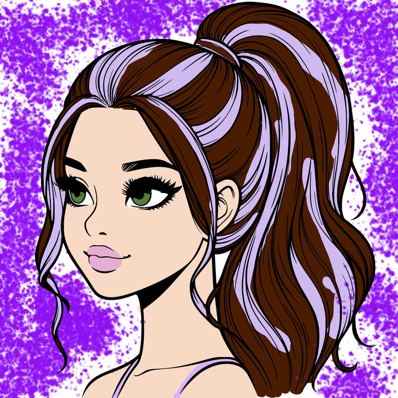 realistic girl with a high ponytail