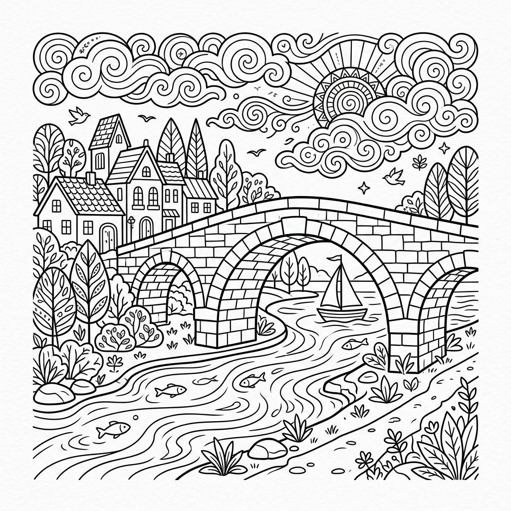 8 Arch Bridges Coloring Pages - Free Printable Designs — Color Pop