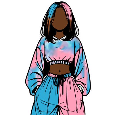 realistic girl faceless with baggy pants and a crop top