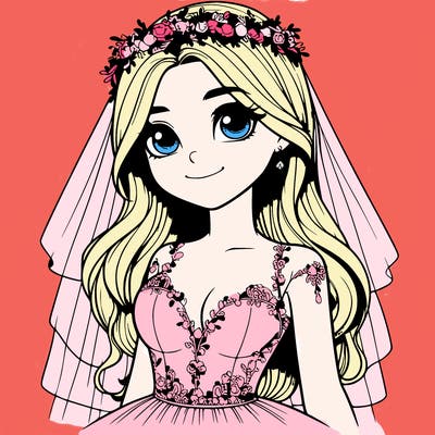 realistic girl in a wedding dress