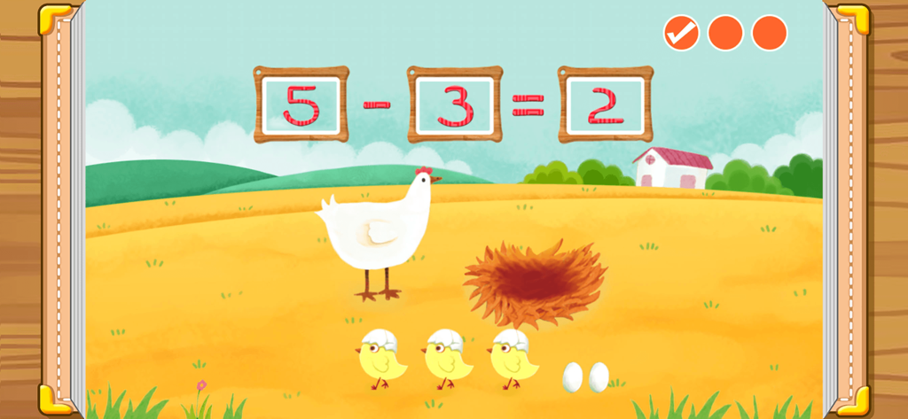 易读宝点读 - Interactive children math subtraction game with animated chickens and eggs