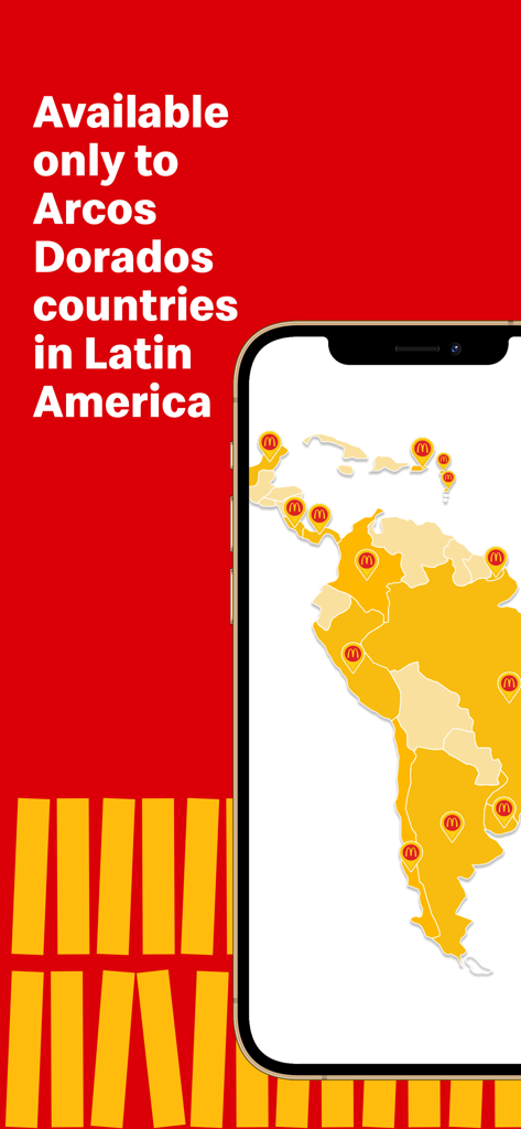 McDonald's Offers and Delivery - McDonald's app availability map for Latin America and Arcos Dorados countries
