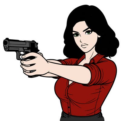 realistic women pointing a gun