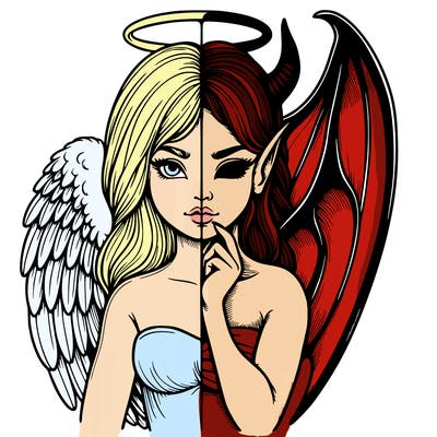 realistic angel half demon