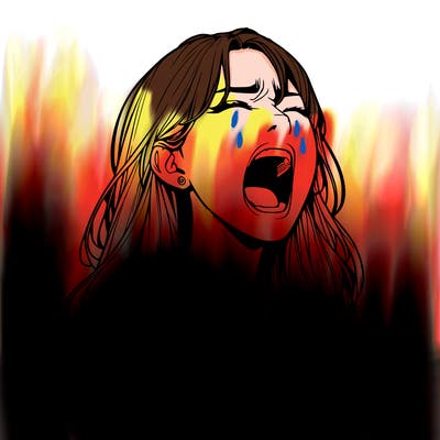 screaming realistic, girl