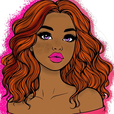 realistic girl with wavy hair and lips