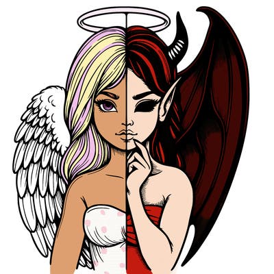 realistic angel half demon