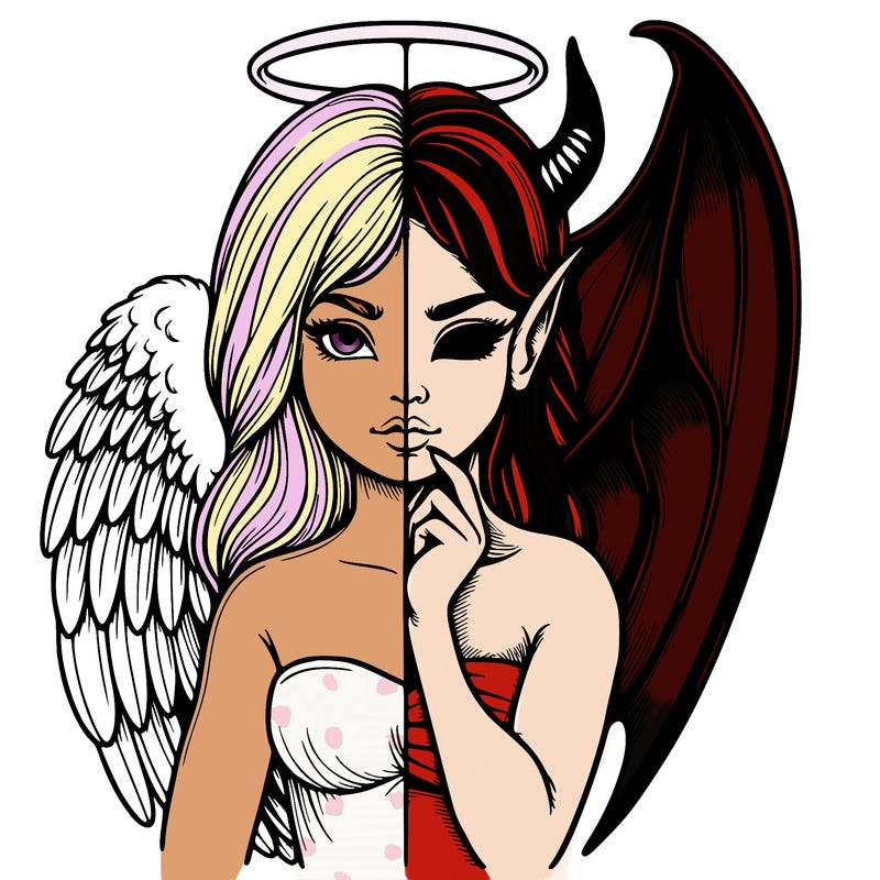 realistic angel half demon