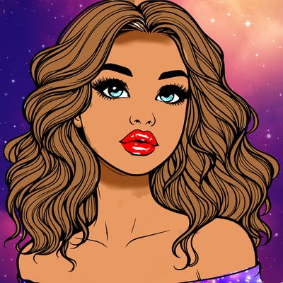 realistic girl with wavy hair and lips
