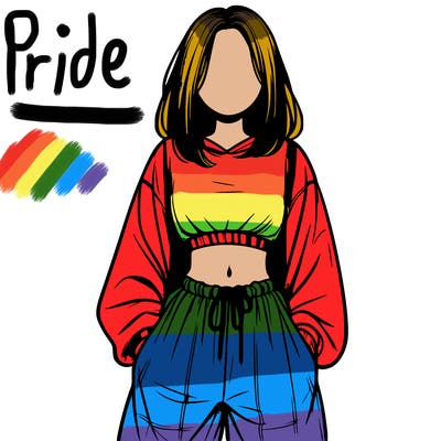 realistic girl faceless with baggy pants and a crop top