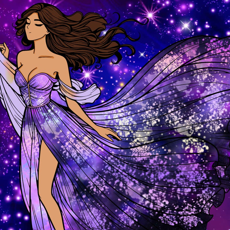 realistic woman in dress flowing the the wind