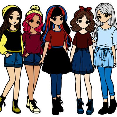 a group of five girls