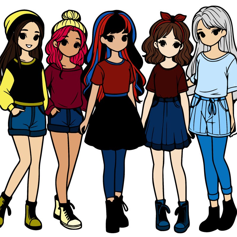 a group of five girls