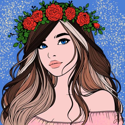 realistic girl with flower crown
