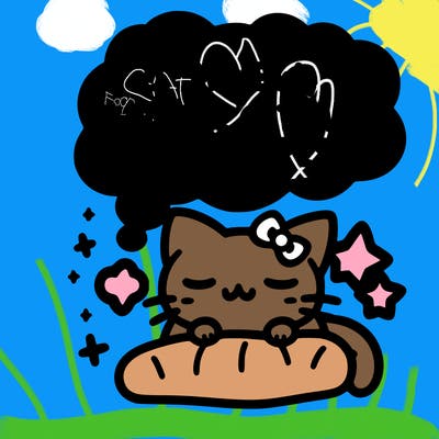 kitty taking a nap dream talking and saying "i'm new, please get me at least 10 likes pls!!"