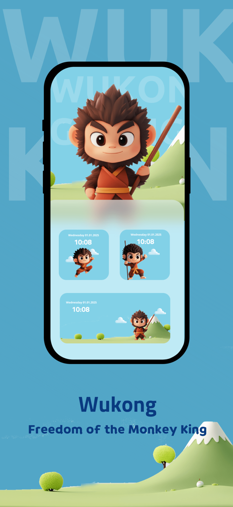 Aesthetic Wukong Monkey King themed widgets on a smartphone home screen