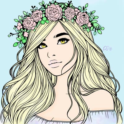 realistic girl with flower crown