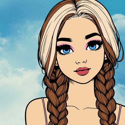 realistic girl with braids