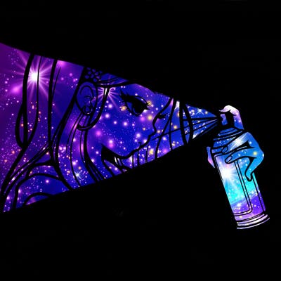 a realistic girl spray painting