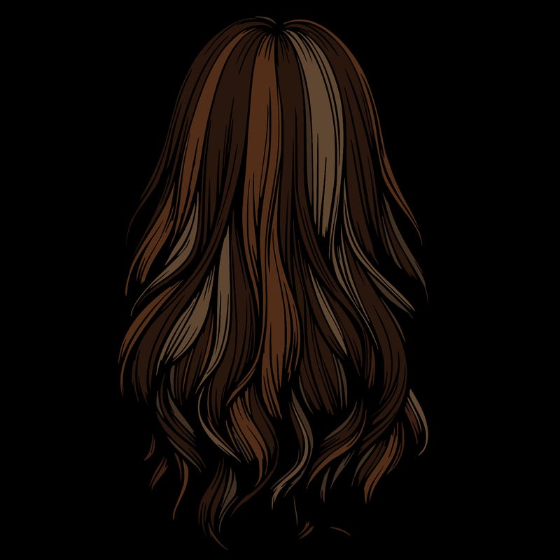 realistic girl with long hair from behind