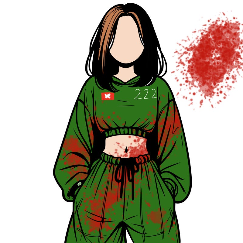 realistic girl faceless with baggy pants and a crop top