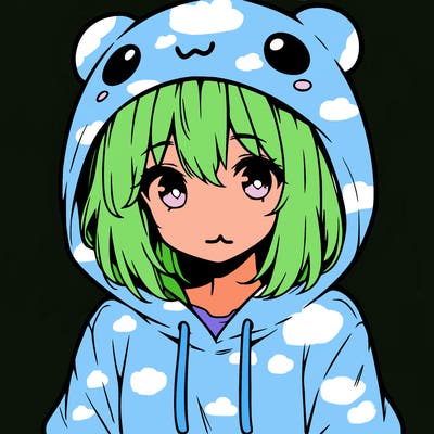 anime cute girl with hoodie