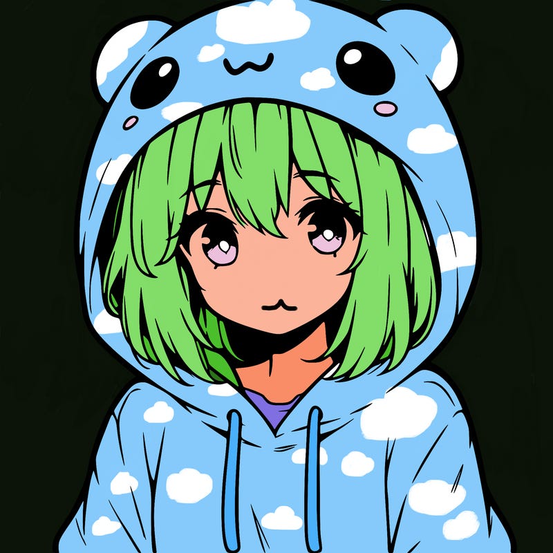 anime cute girl with hoodie