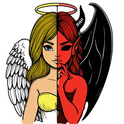 realistic angel half demon