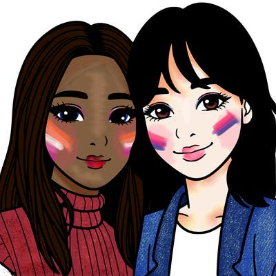 asian woman being in a couple with a latina woman realistic