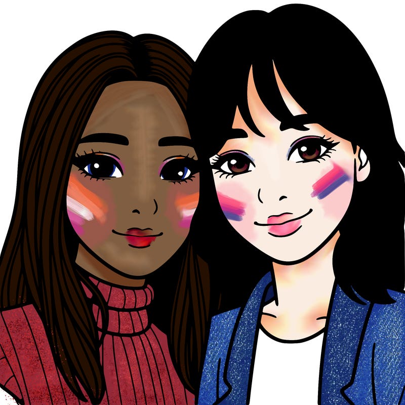 asian woman being in a couple with a latina woman realistic