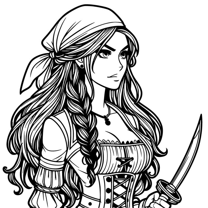 realistic female pirate with long hair