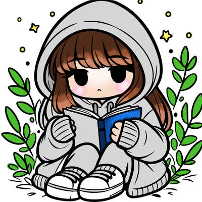 girl in oversized hoodie reading a book