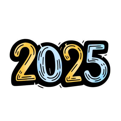 one line scrawled numbers sketch design “2025”