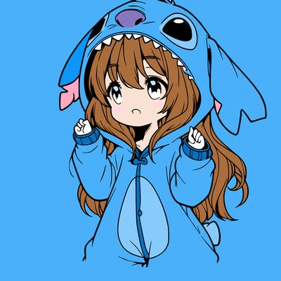 anime girl in a stitch onsie