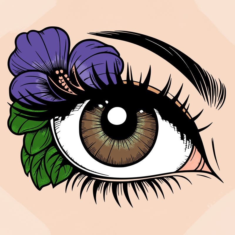 realistic eye with flower