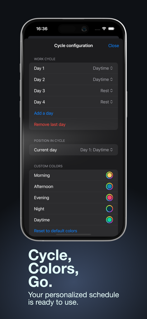 Work Cycle | Rotating Shift Calendar & Flexible Work Planner