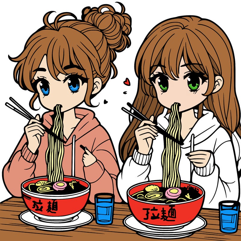 girls eating ramen