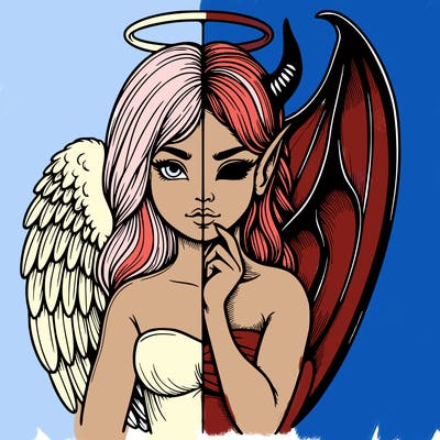 realistic angel half demon