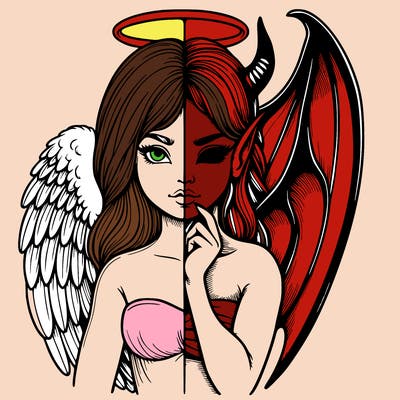 realistic angel half demon