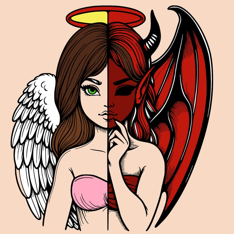 realistic angel half demon