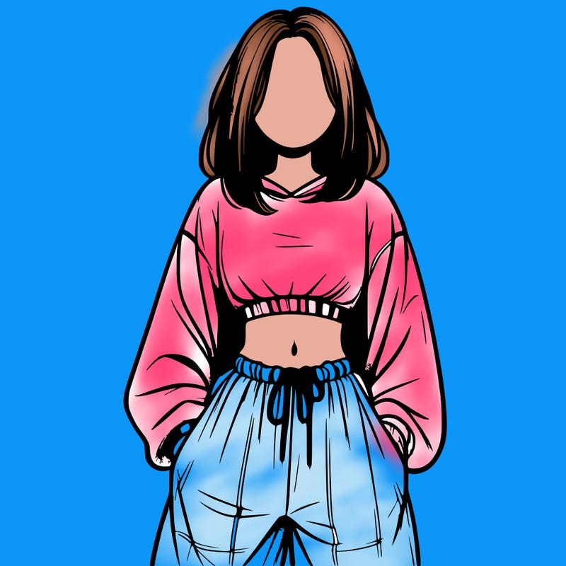 realistic girl faceless with baggy pants and a crop top
