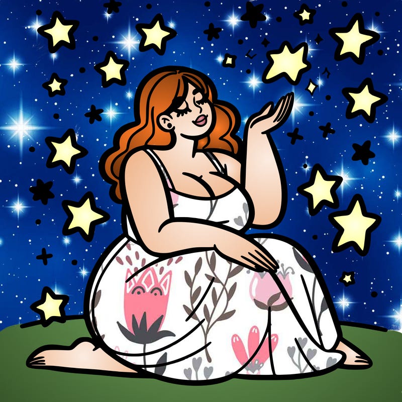 plus size woman looking at stars