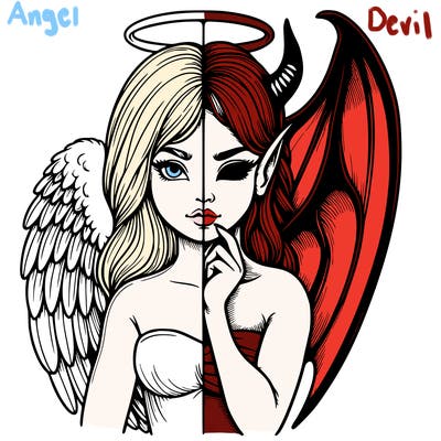 realistic angel half demon