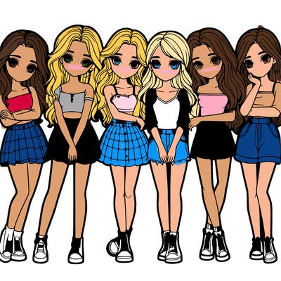 a group of girls realistic