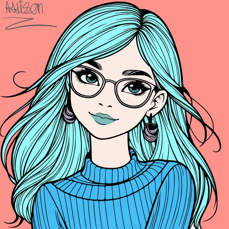 realistic girl with glasses