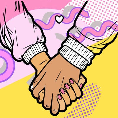 two holding hand one girl hand and one boy hand