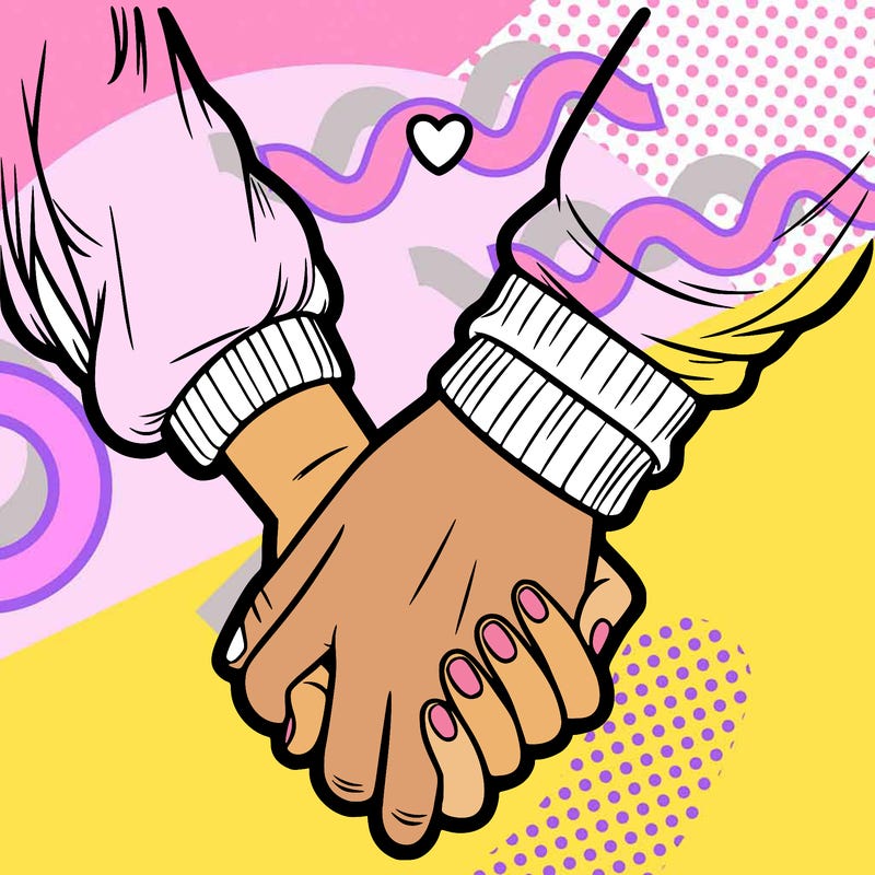 two holding hand one girl hand and one boy hand