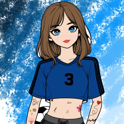 realistic girl wearing soccer jersey