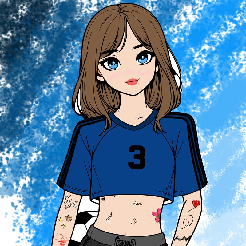realistic girl wearing soccer jersey