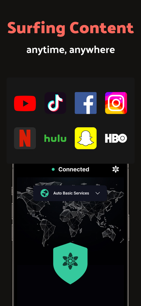 Super VPN Proxy - SuperVPN - Super VPN Proxy app feature for surfing streaming and social media content